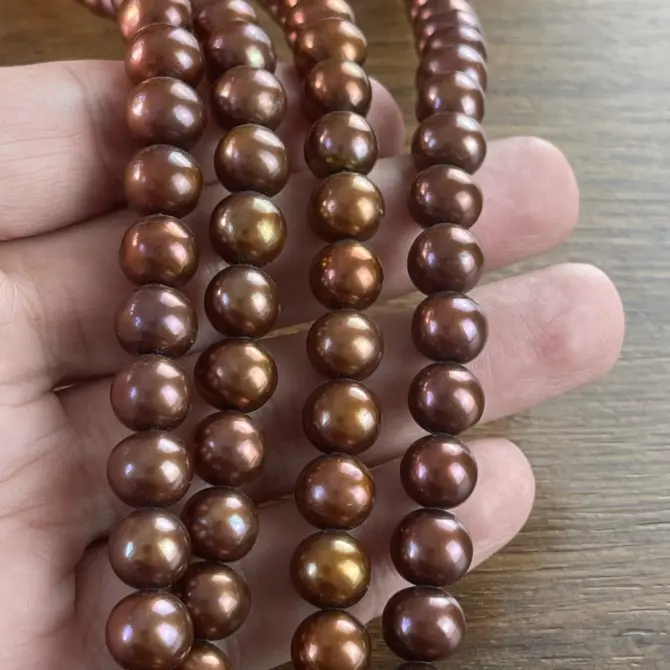 Lonjew Real Pearls 10-11mm AAA Grade Quality Approx 42 Pcs One Strand (Chocolate Color) RS150 - Image 7