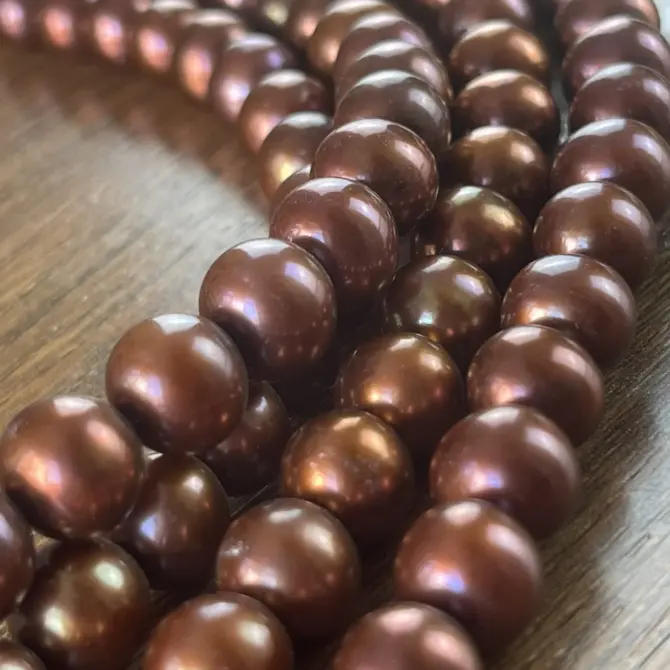 Lonjew Real Pearls 10-11mm AAA Grade Quality Approx 42 Pcs One Strand (Chocolate Color) RS150 - Image 6