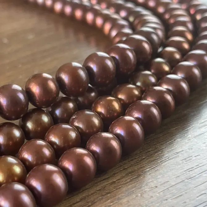 Lonjew Real Pearls 10-11mm AAA Grade Quality Approx 42 Pcs One Strand (Chocolate Color) RS150 - Image 2