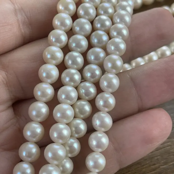 Lonjew Real Pearls 7.5-8mm AAA Grade Quality Approx 52 Pcs One Strand AN200