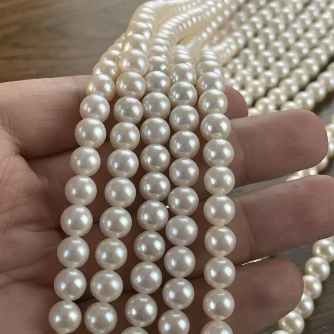 Lonjew Real Pearls 8-8.5mm AAA Grade Quality Approx 50 Pcs One Strand AN200
