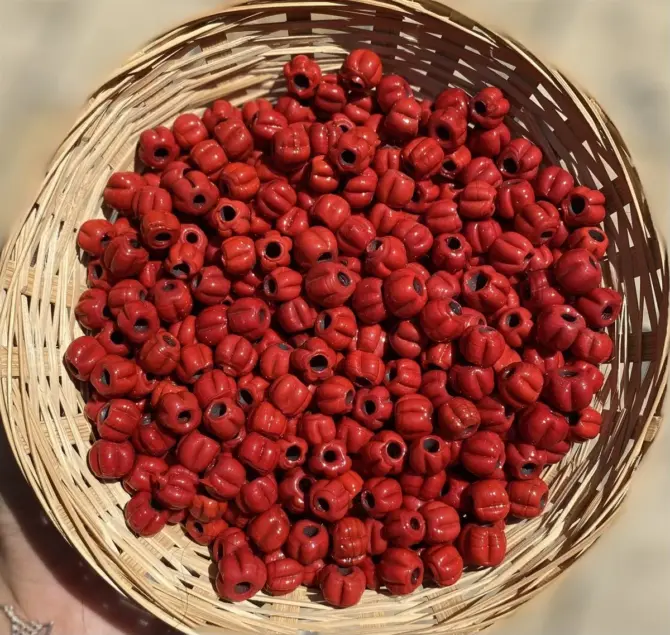 Lonjew Handmade Macaroni Glass Beads Red HM1126 10Pcs 7mm