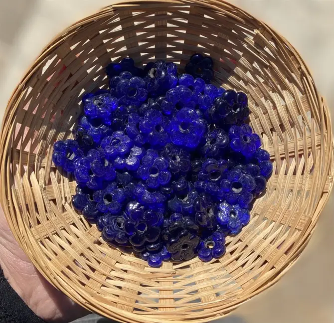 Lonjew Handmade Flower Beads Deep Blue HM1162 10Pcs 20mm