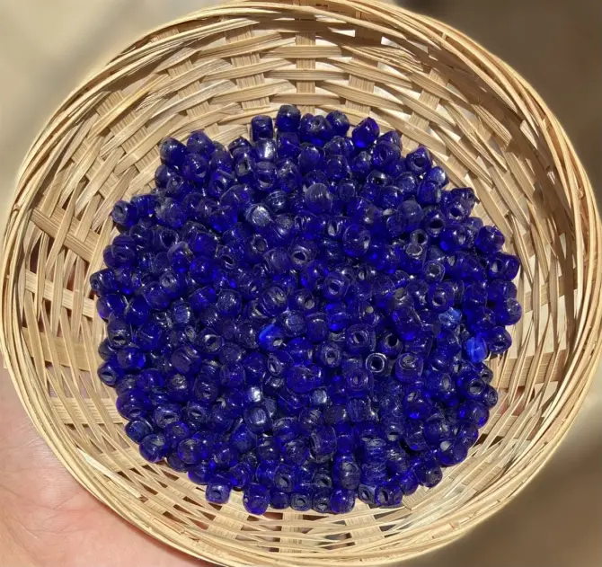 Lonjew Handmade Square Glass Beads Dark Blue HM1041 10Pcs 5mm