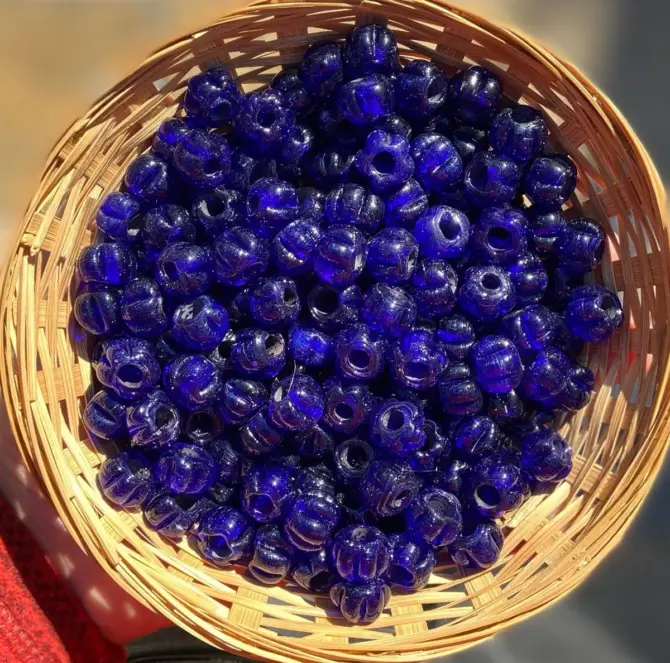 Lonjew Handmade Macaroni Glass Beads Navie Blue HM1116 10Pcs 10mm