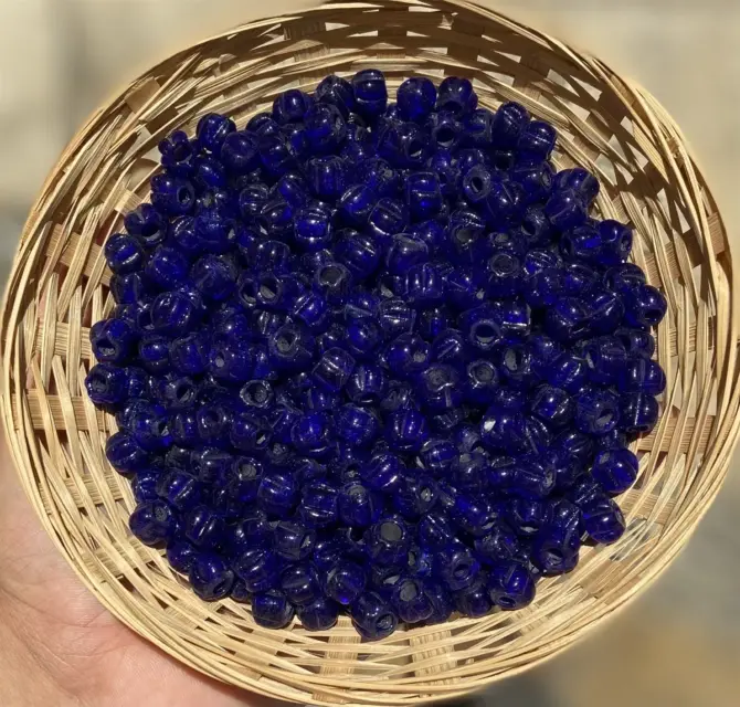 Lonjew Handmade Macaroni Glass Beads Deep Azure Blue HM1128 10Pcs 7mm