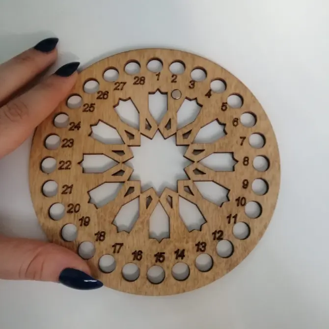 Lonjew Round Thread Sorter with Needle Holder Magnet - Wooden Art Embroidery Floss Organizer Design 1 - Image 13