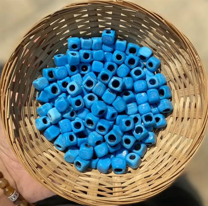 Lonjew Handmade Square Glass Beads Turquoise HM1021 10Pcs 10mm
