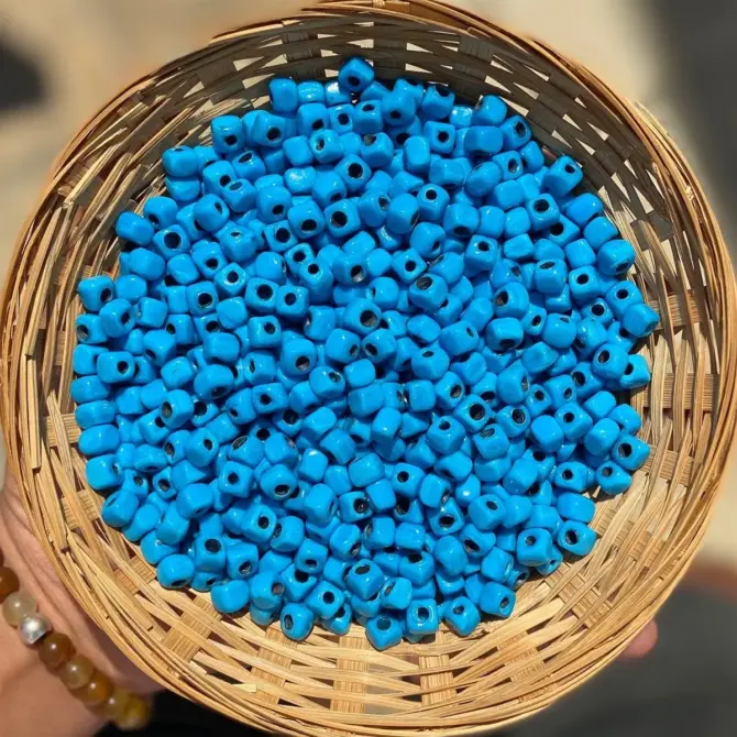 Lonjew Handmade Square Glass Beads Luminous Vivid Cornflower Blue HM1037 10Pcs 5mm