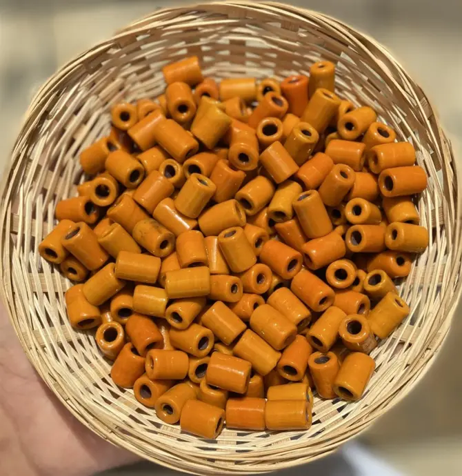 Lonjew Handmade Tube Glass Beads Orange HM1081 10Pcs 13mm