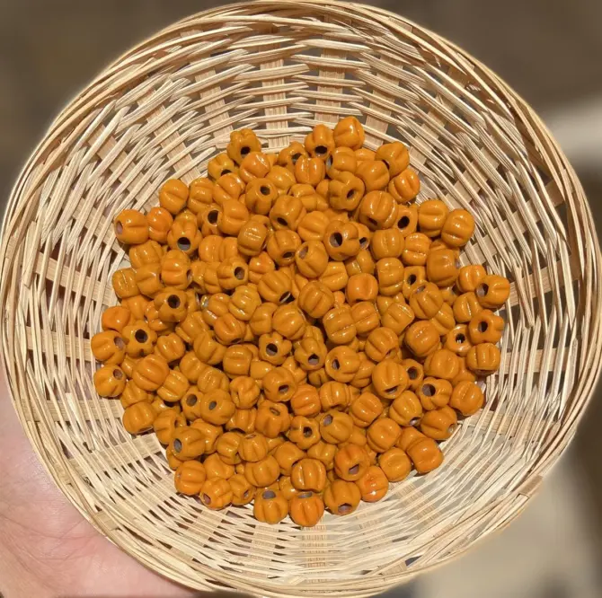 Lonjew Handmade Macaroni Glass Beads Orange HM1125 10Pcs 7mm